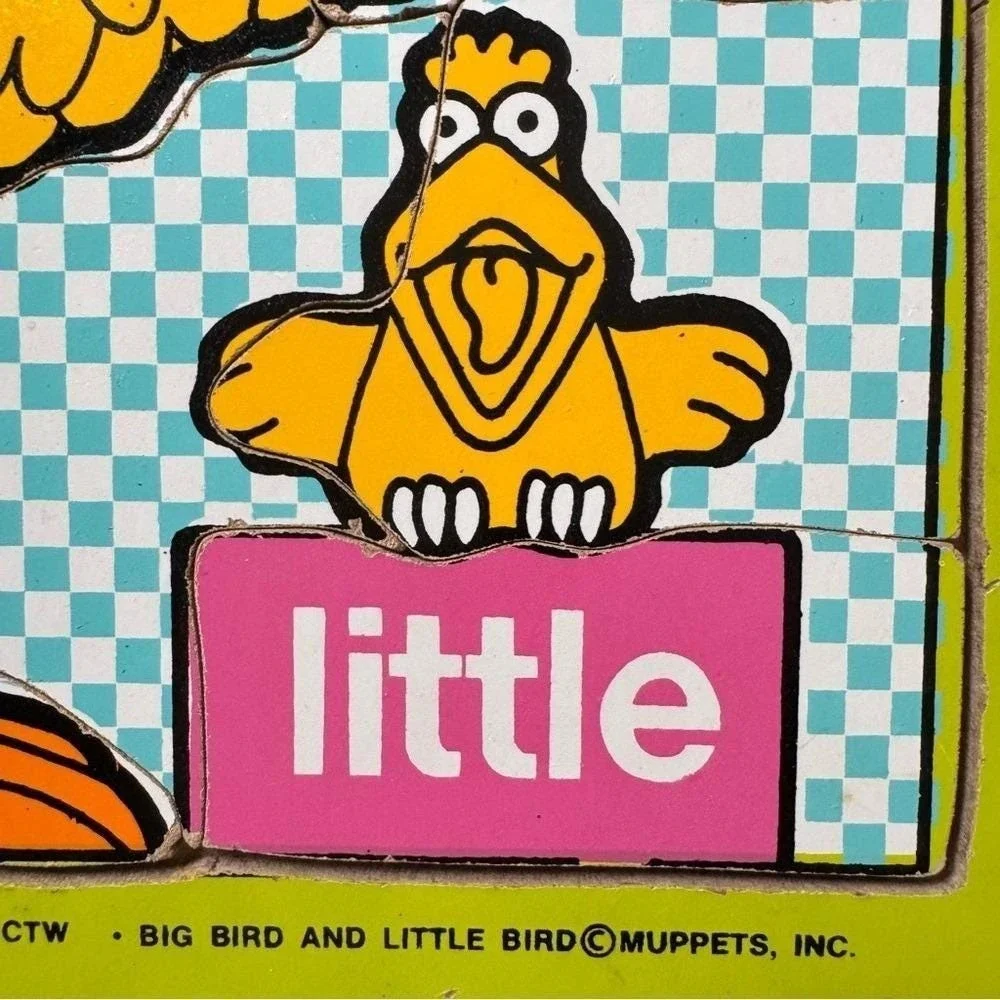 Playskool x Sesame Street Puzzle Wooden Big Bird VTG Toy 1973 Muppets 13 Pcs